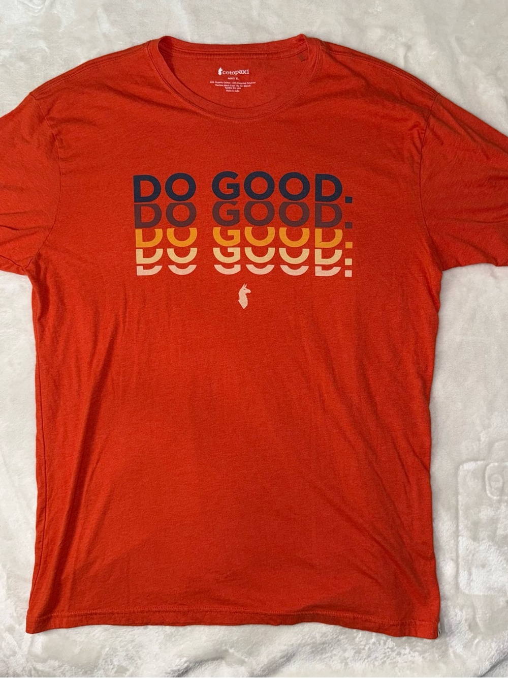 cotopaxi Men’s Orange 'DO GOOD' Short Sleeve Tee with Multi-Color Graphic